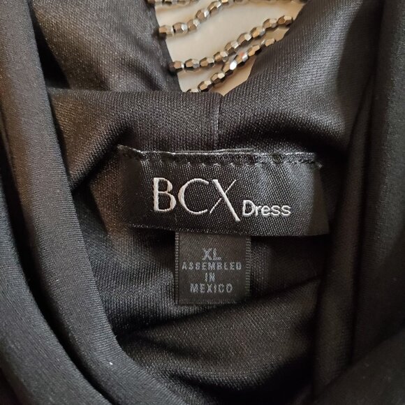 BCX SZ XL Womens Stretch Knit Cowl-Neck Beaded Ruched Bodycon Dress in Black - Picture 3 of 10